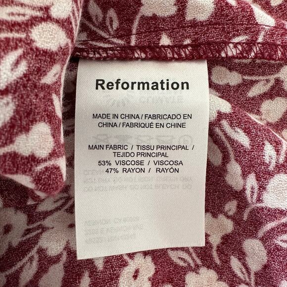 Reformation Liya Dress Flower Girl Midi Spaghetti Strap | Red Floral | SZ 8 - Picture 12 of 13